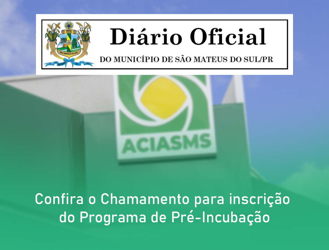 CHAMAMENTO DO PROGRAMA DE PRÉ-INCUBAÇÃO